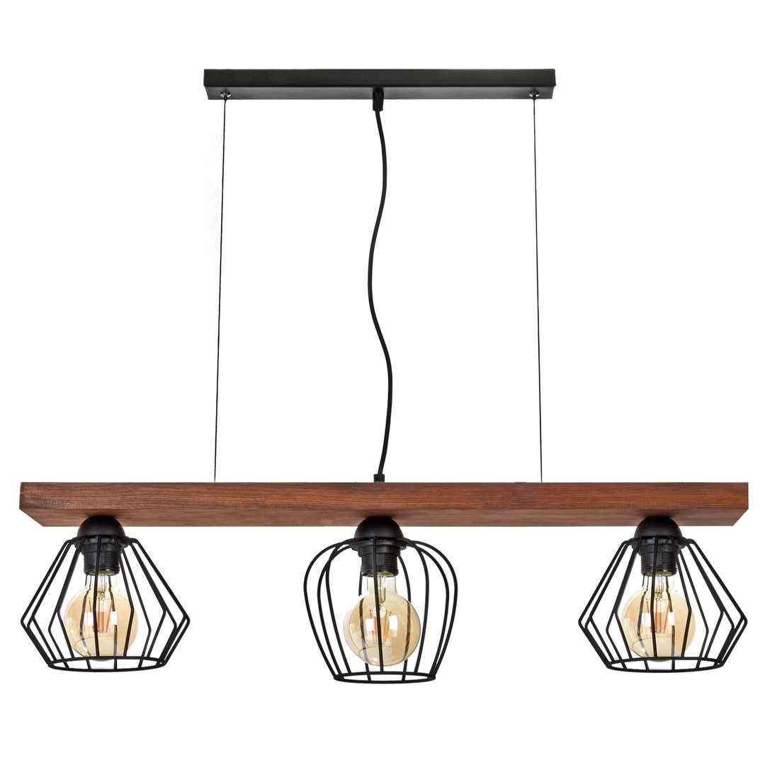Lampa wisząca OZZY BLACK / WOOD 3xE27 60W