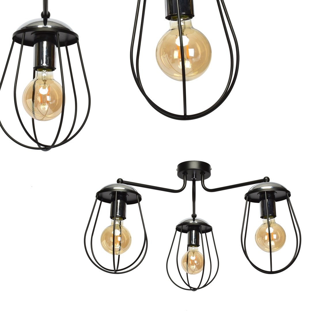 Lampa sufitowa OLIMP BLACK / CHROME 3xE27 60W