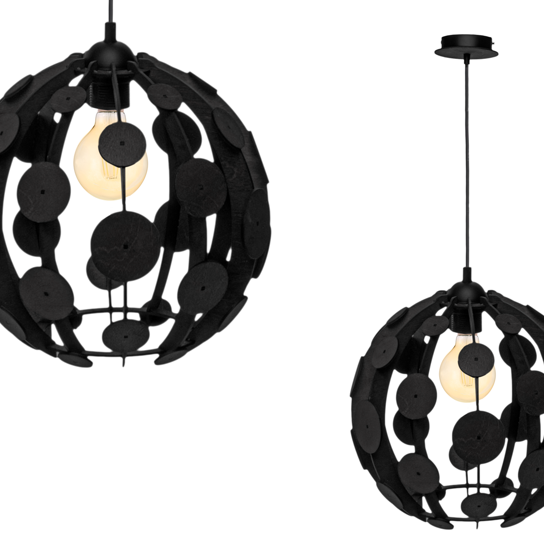 Lampa wisząca GAIA BLACK / WOOD 1xE27 60W
